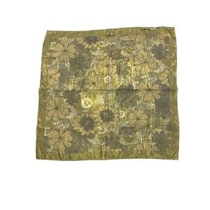 Burberry Silk Scarf Gold Metallic Yarn Floral Square Italy New Tags Lightweight